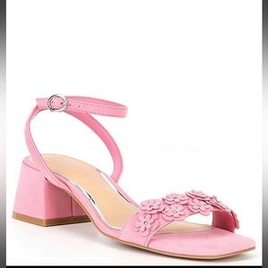 Copper Key Miracle Flower Applique Suede Ankle Strap Dress Sandals size 9